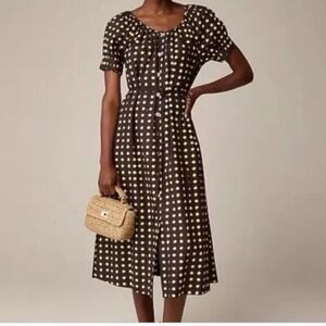 J. Crew Black and White Polka‎ Dot Midi Dress